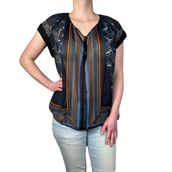 Hannah Blue Bohemian Style Top - Picture 1 of 9